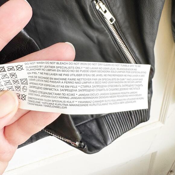 MNG SUIT MANGO 100% Genuine Sheep Leather Bomber Jacket Exposed Silver Zippers S - Picture 3 of 16